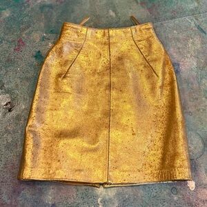 80s Glittering GOLD Leather Mini Skirt